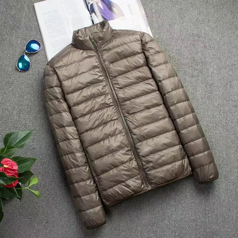 0-10℃ Men's Winter Jacket Ultra Light Duck Down Jackets Portable Hooded Puffer Feather Thin Parkas Windproof Outerwear Coat 5XL