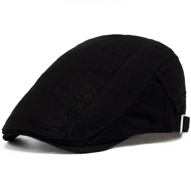Beret Hat for Men Casual British Style Spring and Autumn Casual Forward Hat Cotton Vintage Solid Color Sunshade Baseball Cap