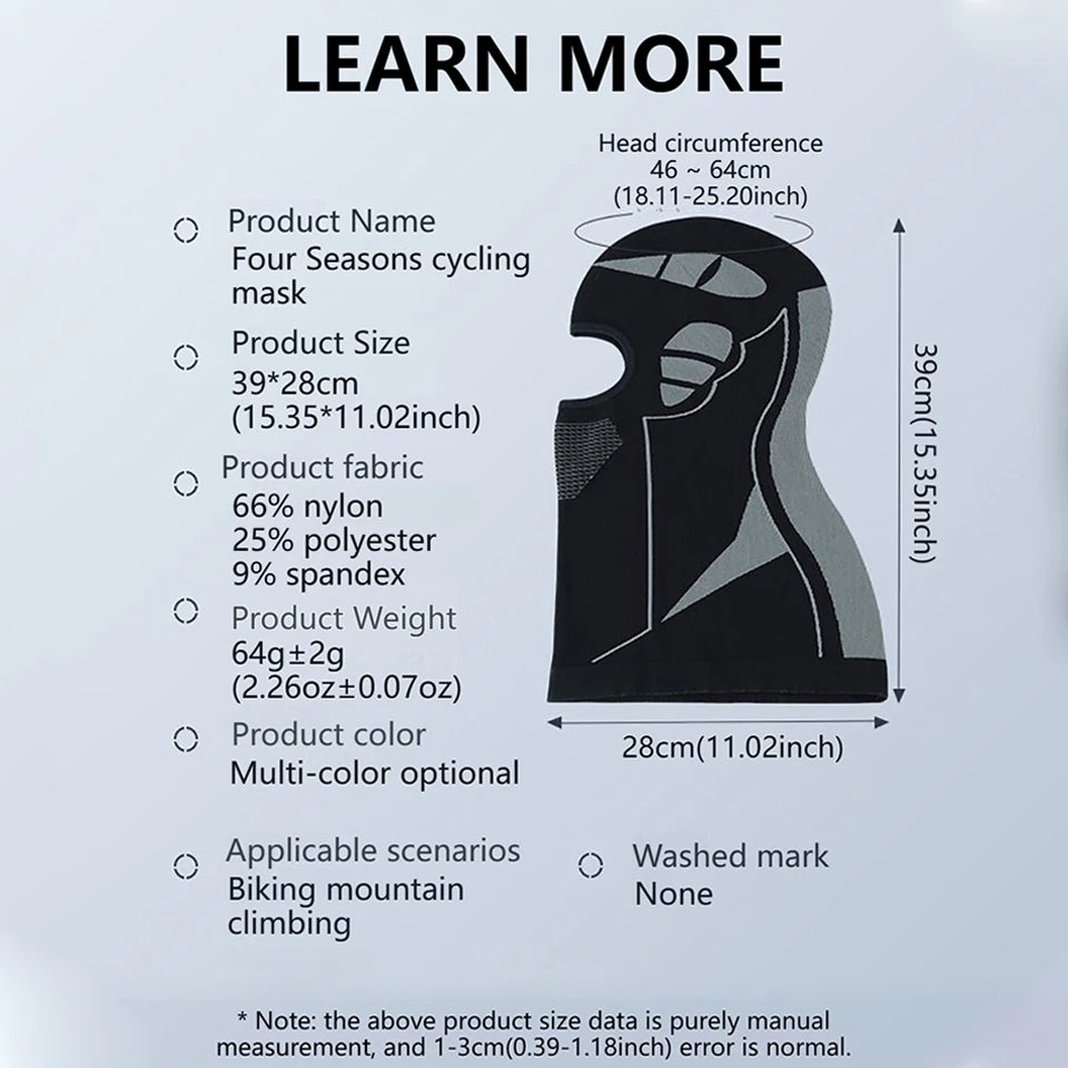 GTUBIKE Unisex Winter Warm Balaclava Hat Elastic Breathable Cycling Full Face Mask Outdoor Skiing Mask Motorcycle Helmet Inner