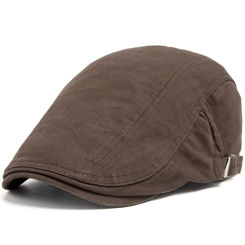 Beret Hat for Men Casual British Style Spring and Autumn Casual Forward Hat Cotton Vintage Solid Color Sunshade Baseball Cap