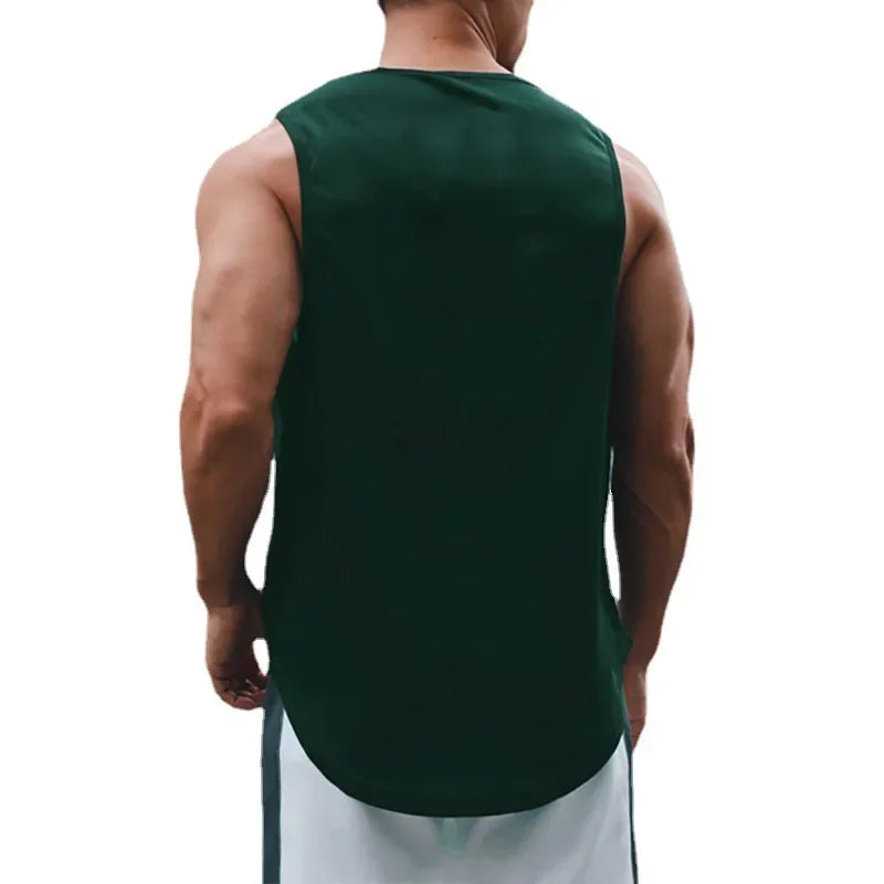 Japanese Anime Turtle Script Printed Summer Fitness Sports Tank Tops Men Gym Clothing Workout Sleeveles Shirt Loose Running Vest