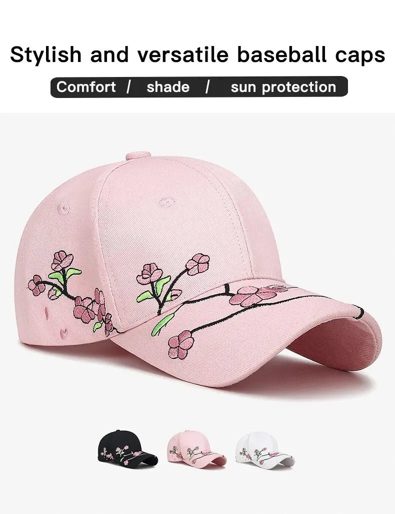 Hat Women's New National Tide Cap, Sunshade Sun Hat, Spring And Autumn Plum Blossom Embroidery National Style Baseball Cap