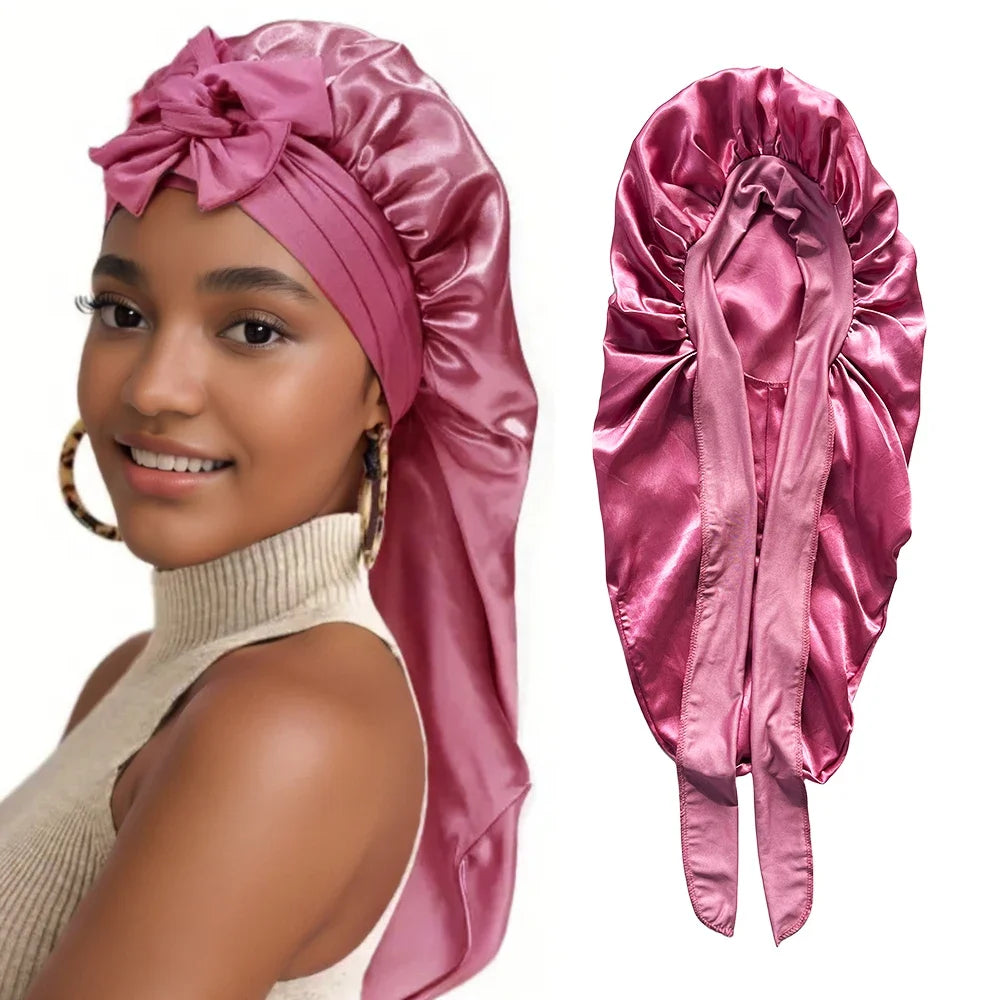 Long Sleep Bonnet for Straight Curly Hair, Extra Large Hair Bonnets for Dreadlock And Braids, Satin Sleeping Caps Night Cap