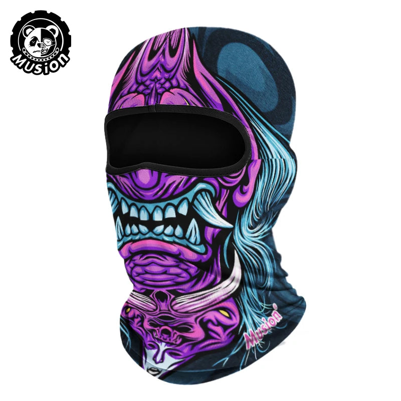 Musion Balaclava Helmet Liner Full Face Mask Skull Print Moto Topeng Muka Rider for Cycling and Riding Motorcycle