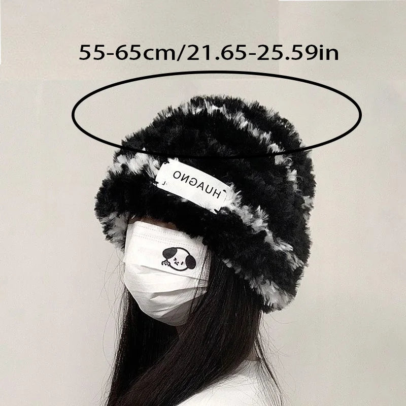 New Style Knitted Hat - Slimming Effect on Face, Plush and Warm, Thick Headband, Ear Protection, Fl Winter Woolen Patterned Hat,