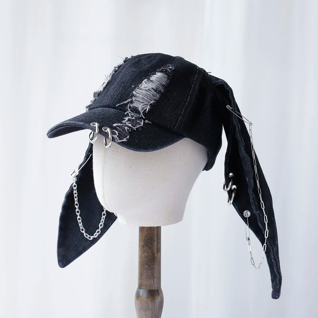 2024 new Hot Girl New Long Rabbit Ears Cowboy Baseball Hat Wash Graffiti Hip Hop Cap Women Men Party Team Baseball Cap