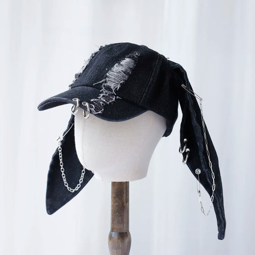 2024 new Hot Girl New Long Rabbit Ears Cowboy Baseball Hat Wash Graffiti Hip Hop Cap Women Men Party Team Baseball Cap