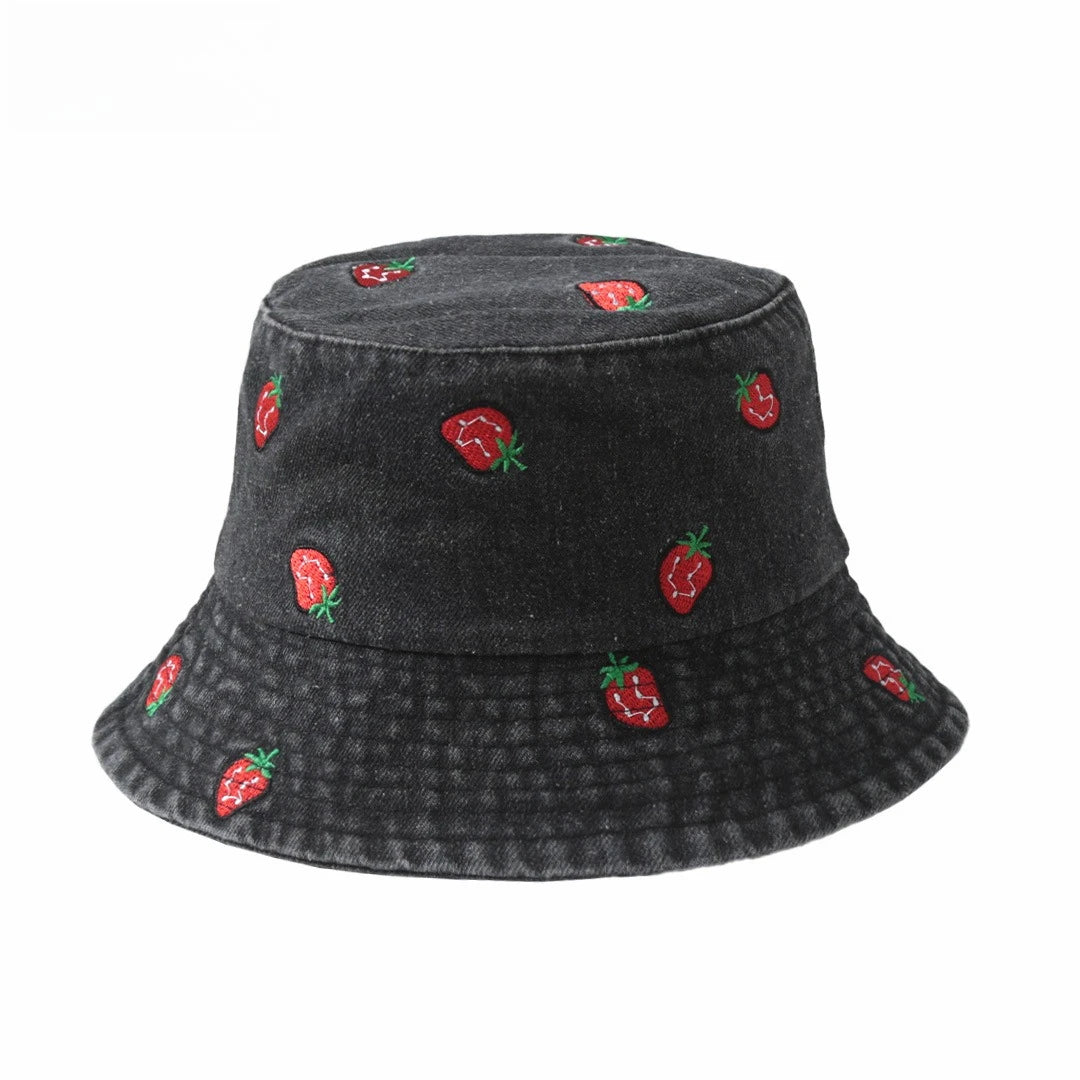 Popular Little Daisy Embroidered Cotton Summer Jeans Bucket Hat Cap For Women Spring Fisherman Hat Outdoor Travel Sunshade Gift