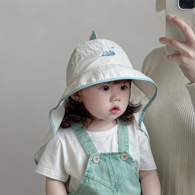 UV Block cap Baby’s summer hats beach accessories Boy Girls Sunshade Large brim Sunshade Shawl Breathable hat for sun protection