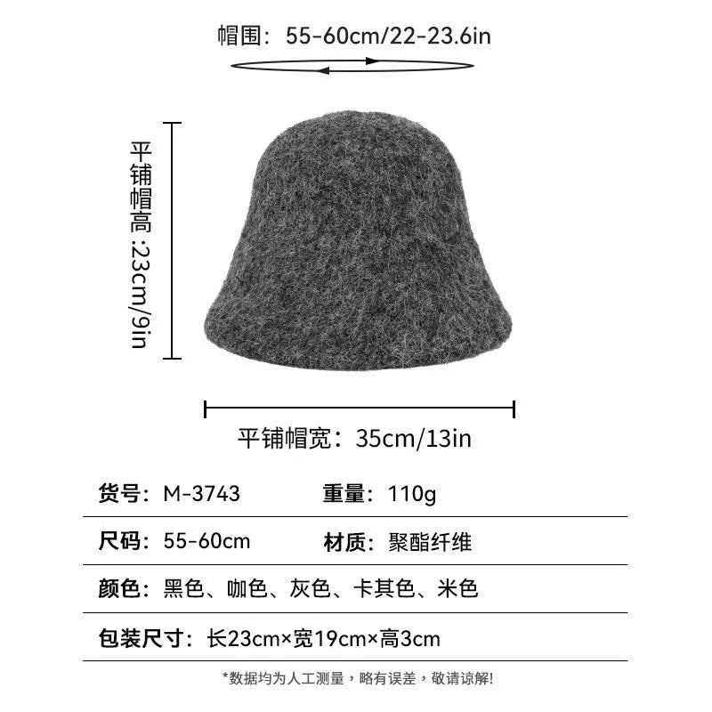 Fashion Ladies Winter Outdoor Warm Bucket Hat Woman‘s Daily Casual Fisherman Cap Korean Style Classic Panama Hats