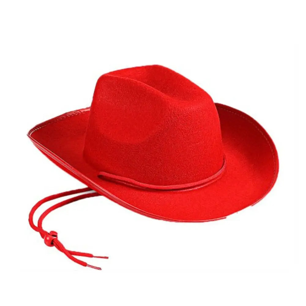 Pink Star White Cowgirl Hat Sequin Trim Fringe Cow Girl Hat Adjustable Cowboy Hat Neck Draw String Costume Party Play Dress-Up