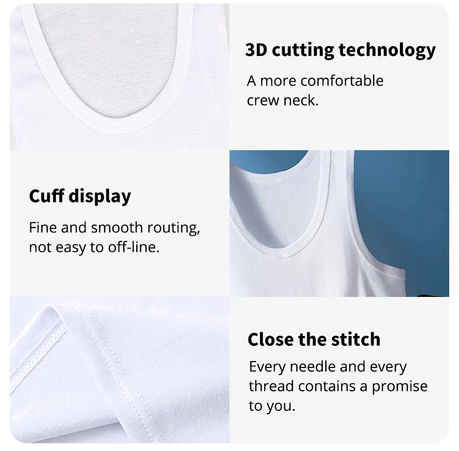 1/3 Piece Men's Cotton Breathable Foundation Joker Black And White Vest Youth Thin Slim Fitness Sports Running Breathable Top