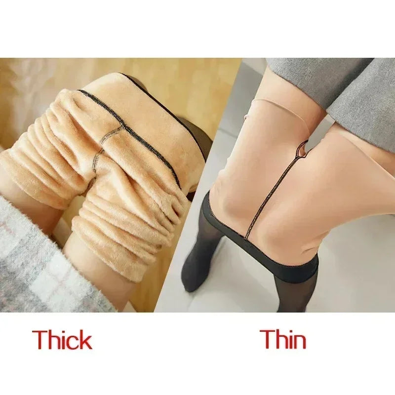Tights with Insulation Warm Tights for Winter Leg Warmers Thermo Pantyhose Women's Warm Fleece Lined Tights Thermal Stockings