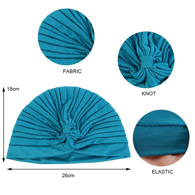 Stretchy Knot Twist Turban Bandanas Women Headscarf Bonnet Muslim Hijab Indian Hats Female Chemo Cap Adult Solid Color Head Wrap