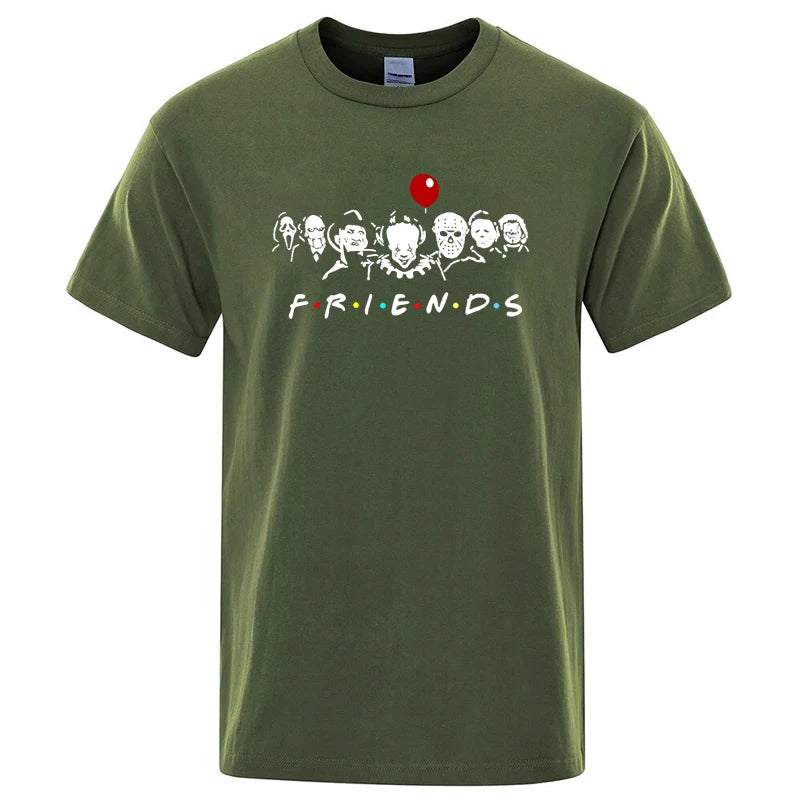 Men's High Quality T-shirt 100% Cotton T-shirt Funny Friends Print T Shirt Loose Summer Cool O-neck Men T-shirt Male Tops Tee