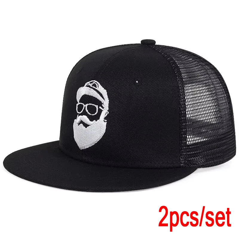 Unisex Uncle Beard Embroidery Hip-hop Net Hats Outdoor Adjustable Casual Baseball Caps Sunscreen Hat