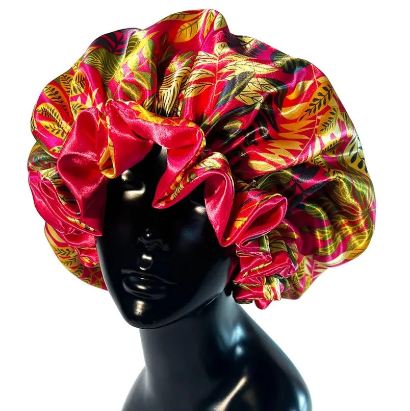 New Satin Bonnet Hat Large Satin Linned Bonnet Sleep Cap Silky Night Sleep Cover Cap Lady Hair Styling
