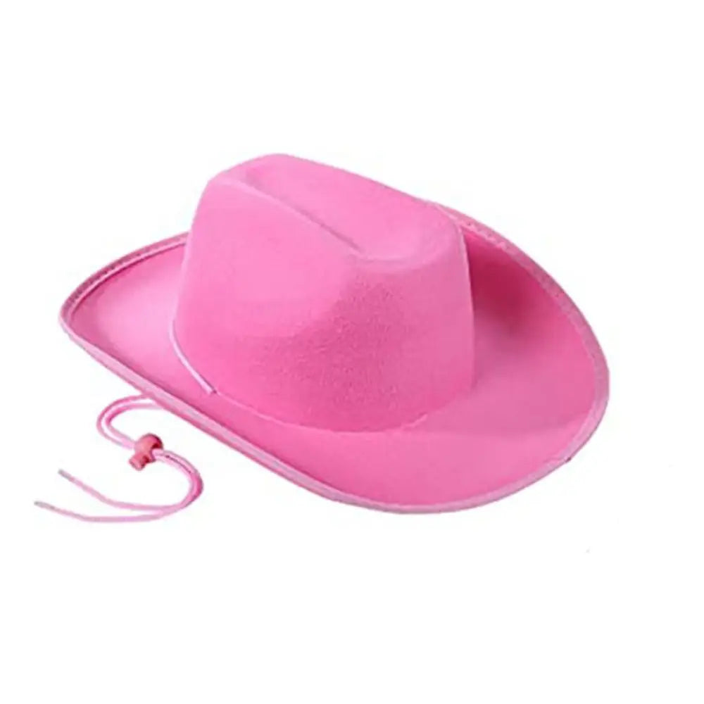 Pink Star White Cowgirl Hat Sequin Trim Fringe Cow Girl Hat Adjustable Cowboy Hat Neck Draw String Costume Party Play Dress-Up