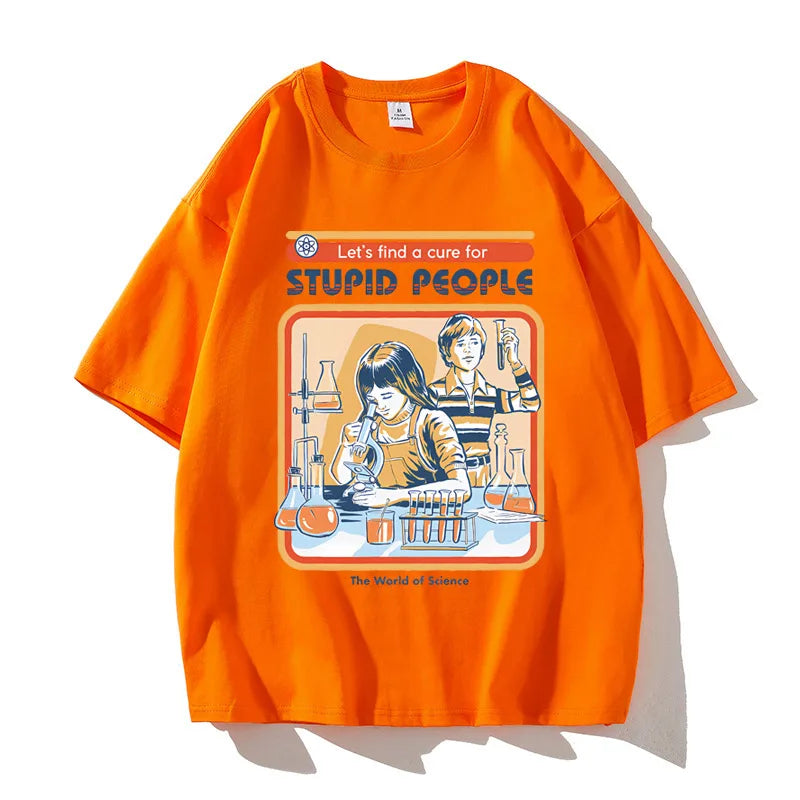 A Cure for Stupid People Clothing Male Breathable Tshirt Loose T-Shirts Harajuku Casual Cotton Short Sleeve Couple TEE