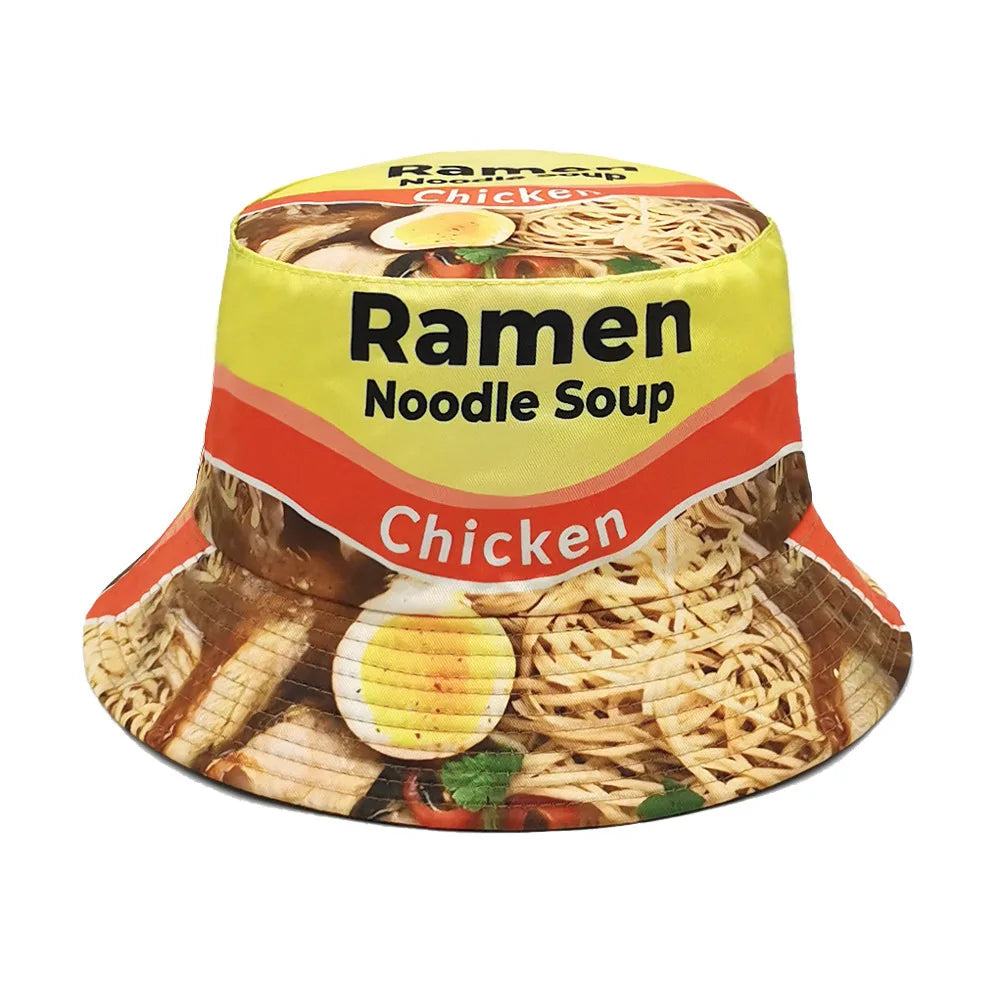 Europe and America Retro Nostalgic 90s Tape Pattern Bucket Hat Female Double Sided Spring and Summer Outdoor Sunscreen Sun Hat