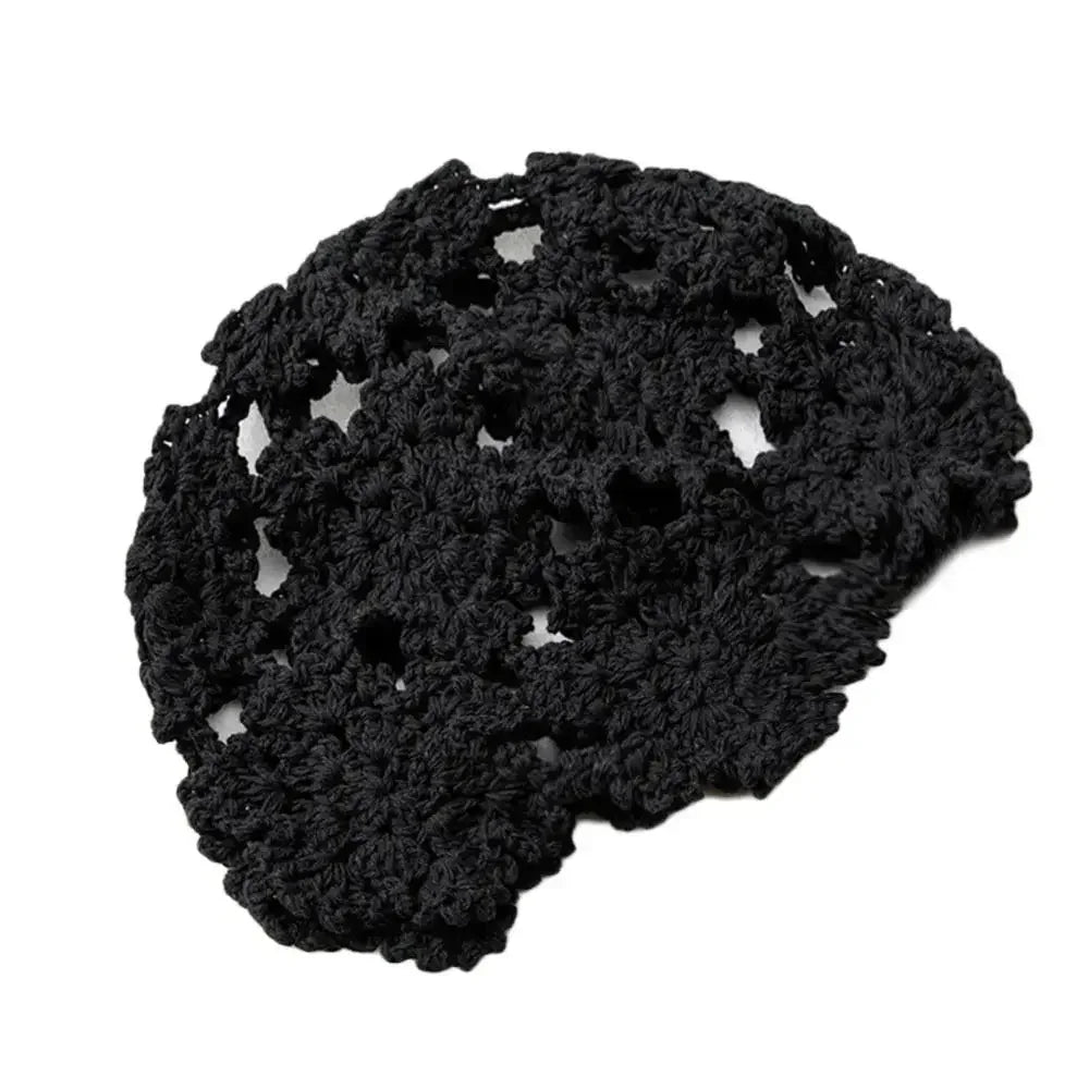 Women's Hollowed Out Knitted Hat Casual Beret Cap Fashion Flowers Breathable Skullies Hat Sun Visor Summer Headwear