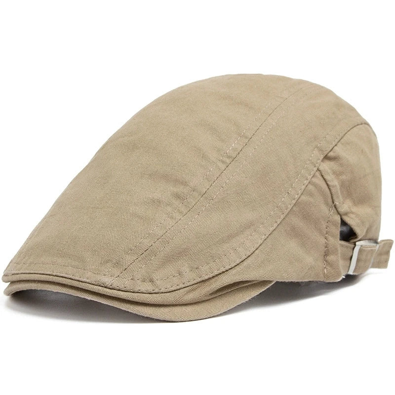 Beret Hat for Men Casual British Style Spring and Autumn Casual Forward Hat Cotton Vintage Solid Color Sunshade Baseball Cap