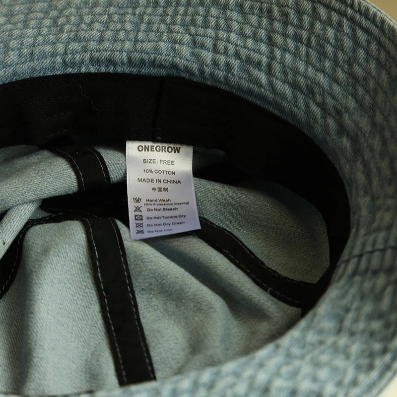 Japanese Retro Simple Dome Denim Basin Caps for Women Spring and Summer Travel Casual Versatile Sunscreen Bucket Hats Men