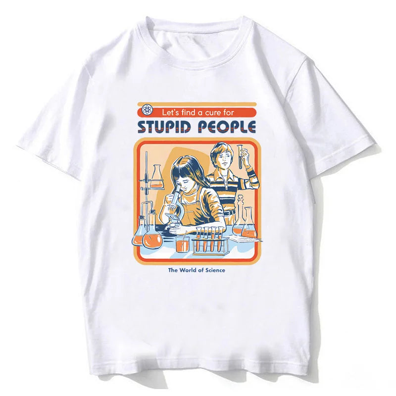 A Cure for Stupid People Clothing Male Breathable Tshirt Loose T-Shirts Harajuku Casual Cotton Short Sleeve Couple TEE