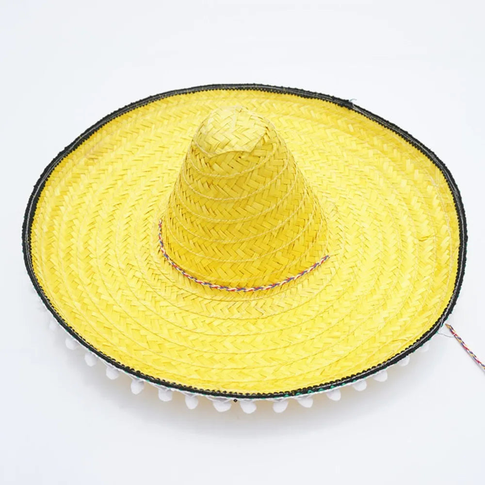 Summer Colorful Wide Brim Mexican Party Hat Halloween Sombrero Straw Hats Decor Party Beach Hat Men