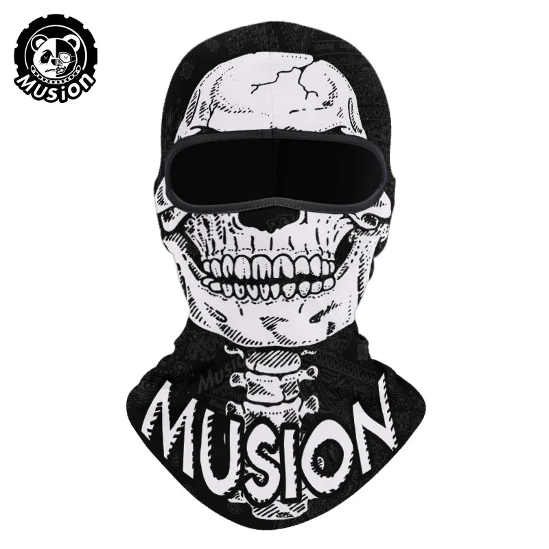 Musion Balaclava Helmet Liner Full Face Mask Skull Print Moto Topeng Muka Rider for Cycling and Riding Motorcycle