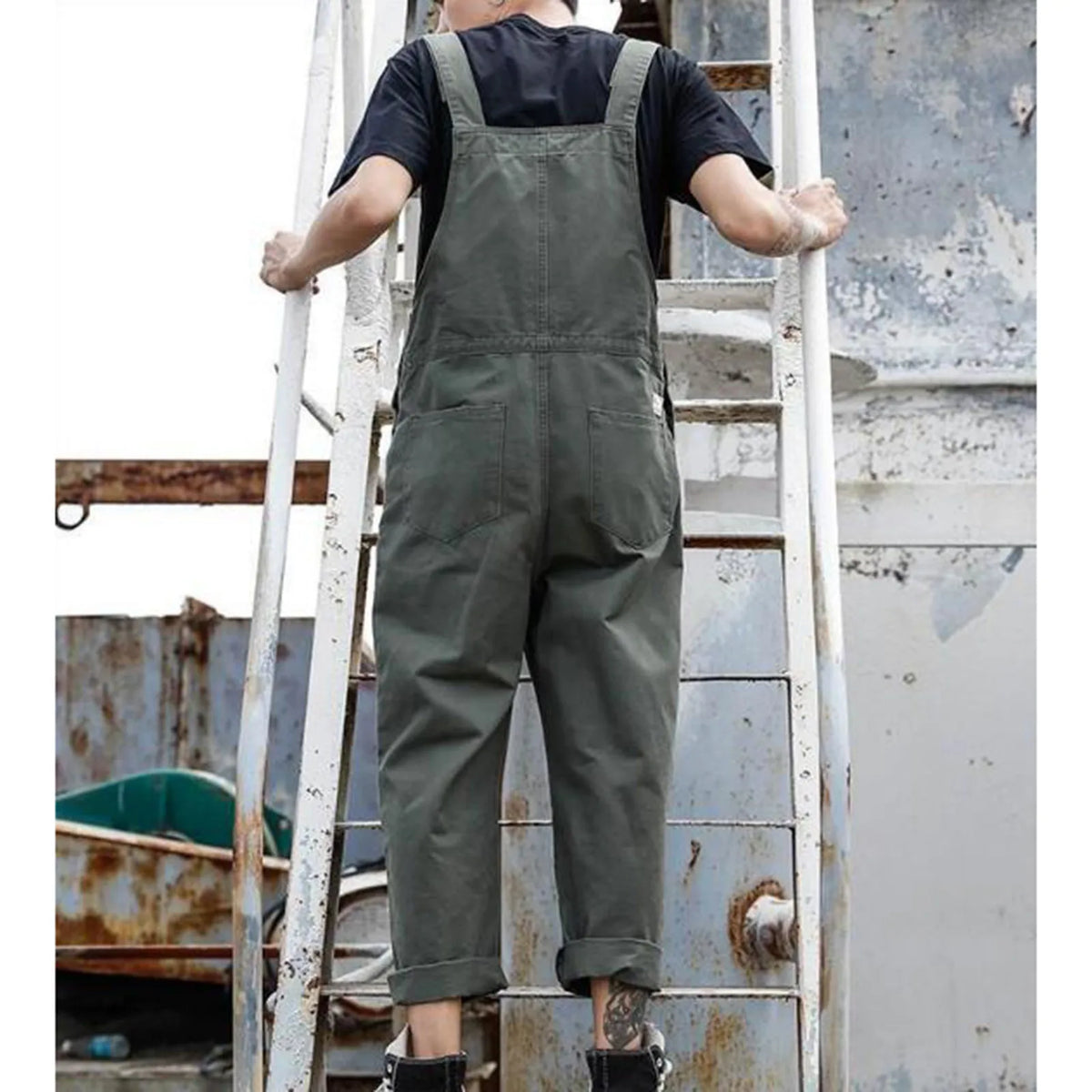 Lightweight Overalls With Pockets Men'S Bib Overalls Fashion Relaxed Fit Casual Jumpsuit Cotton Denim Trousers Daily Wear