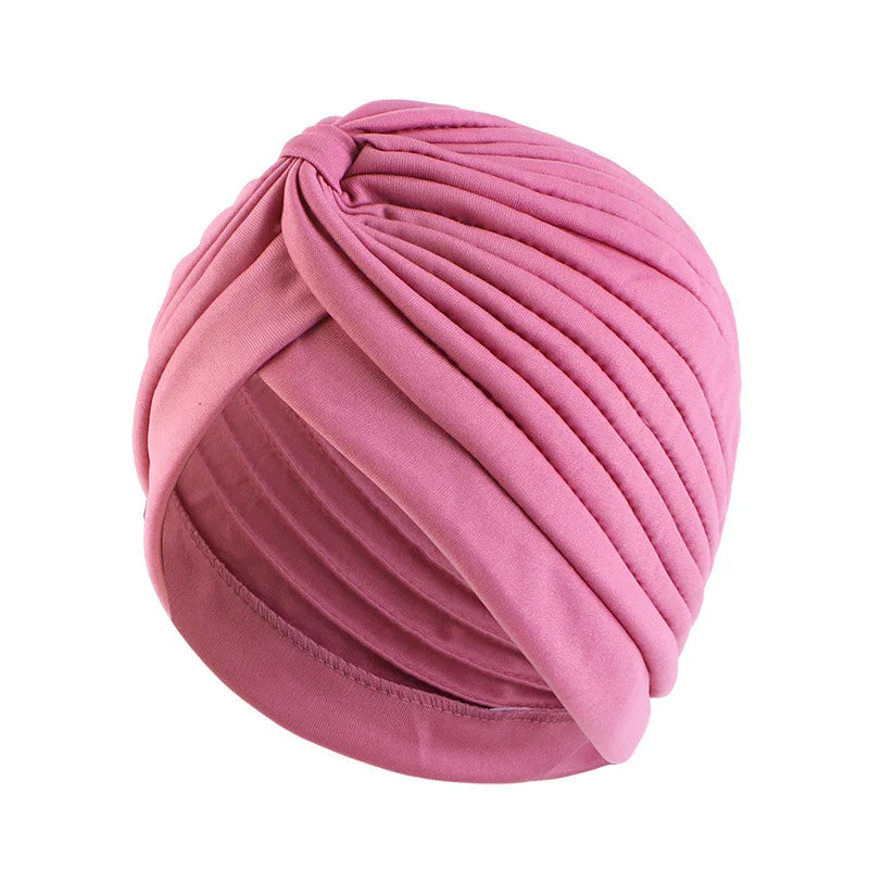 Stretchy Knot Twist Turban Bandanas Women Headscarf Bonnet Muslim Hijab Indian Hats Female Chemo Cap Adult Solid Color Head Wrap