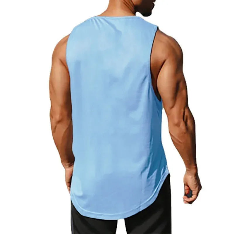 Japanese Anime Turtle Script Printed Summer Fitness Sports Tank Tops Men Gym Clothing Workout Sleeveles Shirt Loose Running Vest