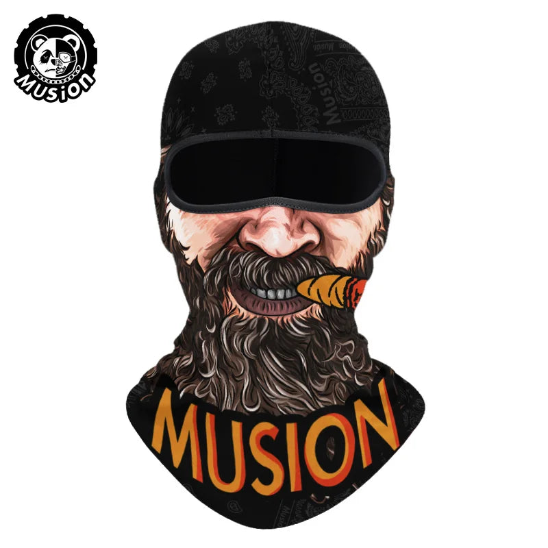 Musion Balaclava Helmet Liner Full Face Mask Skull Print Moto Topeng Muka Rider for Cycling and Riding Motorcycle