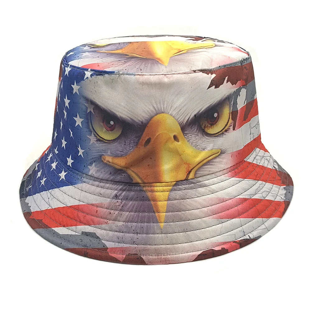 Europe and America Retro Nostalgic 90s Tape Pattern Bucket Hat Female Double Sided Spring and Summer Outdoor Sunscreen Sun Hat