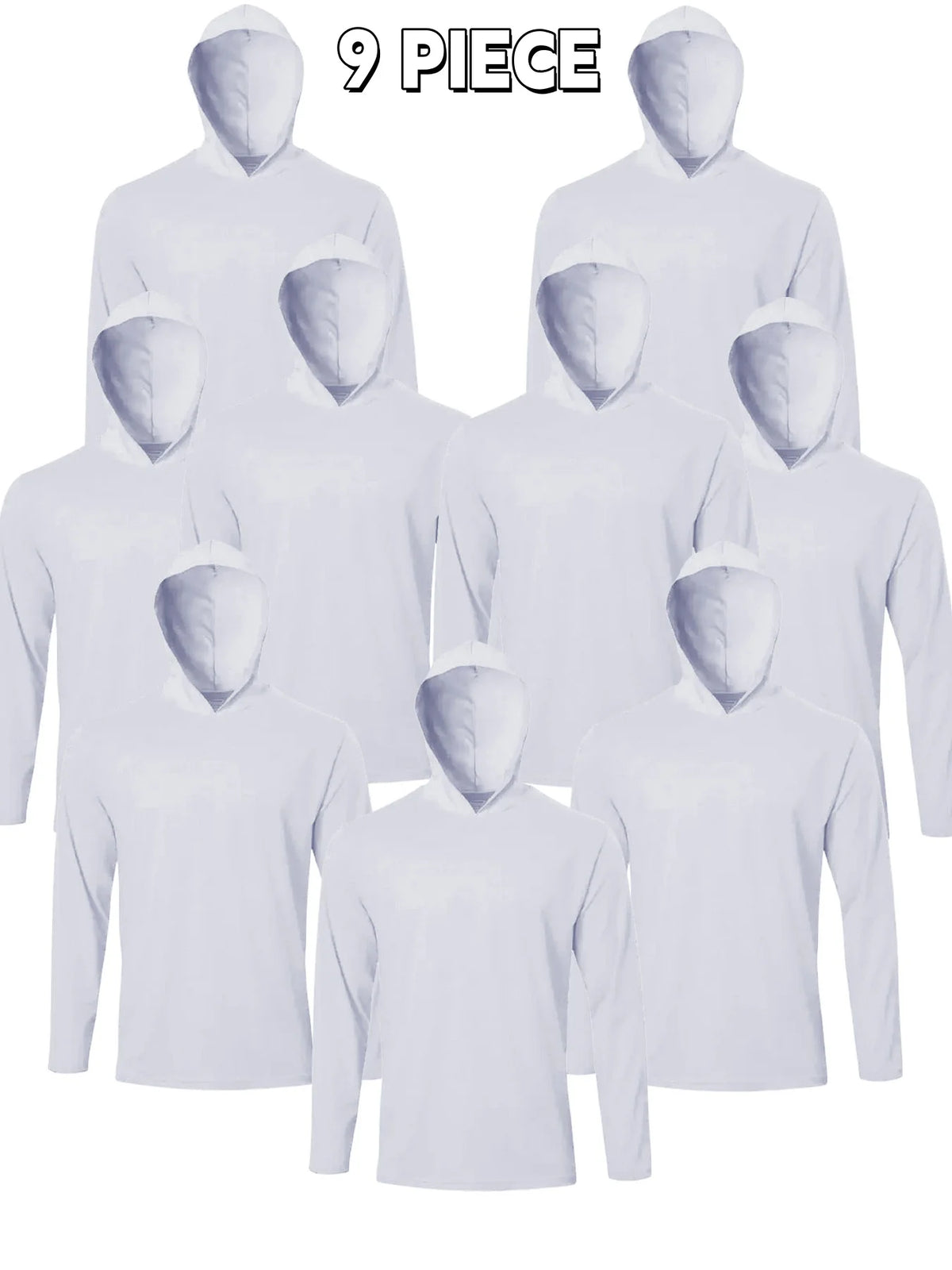 9-Pack Men's Hooded Long Sleeve Shirts - Breathable Comfort Sport Tees Ideal for Daily Exercise Fitness and Training Wear