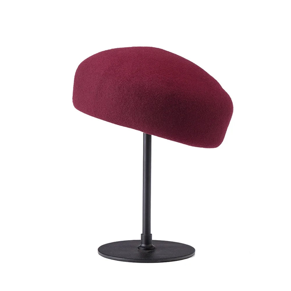 Retro Flight Attendant Ball Hat Women's 100% Wool Felt Beret Party Charming Hat Wedding Cocktail Party Medicine Box Hat