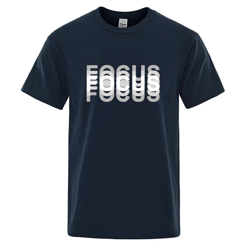 Summer Men's Cotton Blend High Quality Casual Sports Loose Cool Fashion Funny Focus Print Round Neck Short Sleeved T-shirt Tops