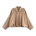 ETJ 2026 Spring New Women's Suede Texture Effect Loose Version of Fashion Lapel Shoulder Jacket