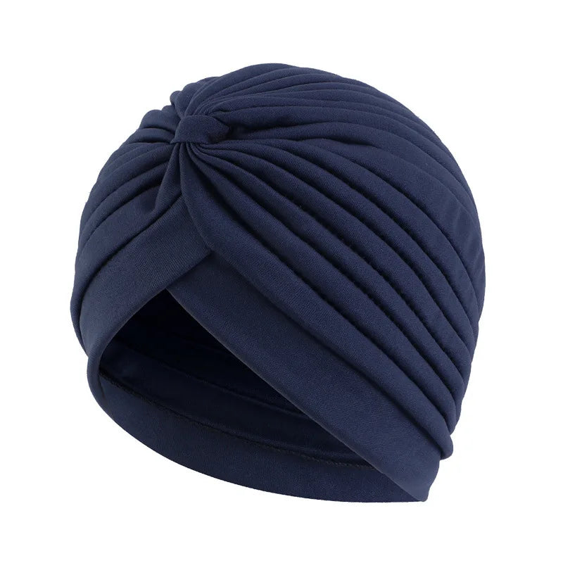 Stretchy Knot Twist Turban Bandanas Women Headscarf Bonnet Muslim Hijab Indian Hats Female Chemo Cap Adult Solid Color Head Wrap