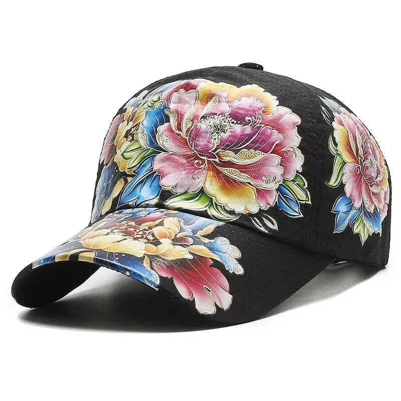 Summer Quick Dry Baseball Cap Men's and Women's Flower Sun Hats Printed Chinese Style Floral Sun Hats Outdoor Hats
