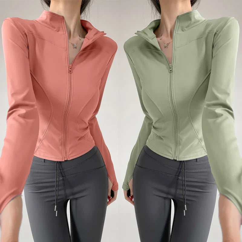 Sun Quick Drying Sports Coat Women's Tight Top Yoga Jacket Long Sleeve Zipper Jacket Running Fitness Women's Jacket S-3XL