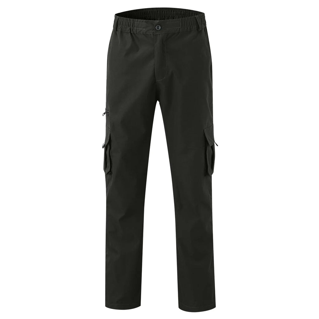Mens Trousers Popular Casual Slim Fit Solid Color Pocket Cargo Pants Loose Wide Leg Straight Elastic High Waisted Pantalones
