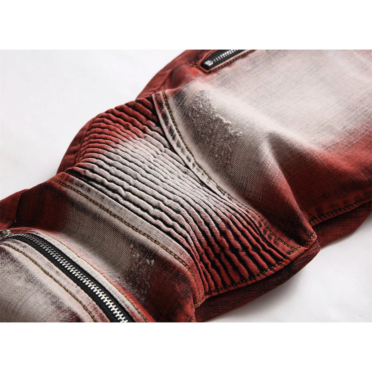 New Motorcycle Style Stretch Hole Beggar Street Tie Dye Gradient Color Personality Fashion Denim Business Stretch Men'S Jeans