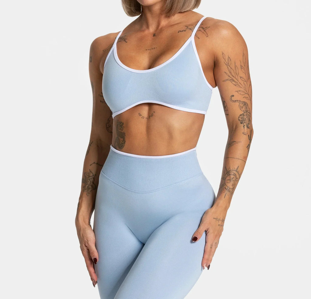 Women Solid Color Gym Sports Bra Summer Yoga Fitness Top Sexy Backless Knit Bra with Chest Cushion Suspender Breathable Bra