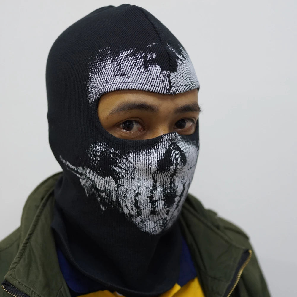 Mask Skull Ghost for Motorcycle Black Cosplay Costume Ghost Face War Game Skeleton Riding Outdoor Headwear Windproof Masks