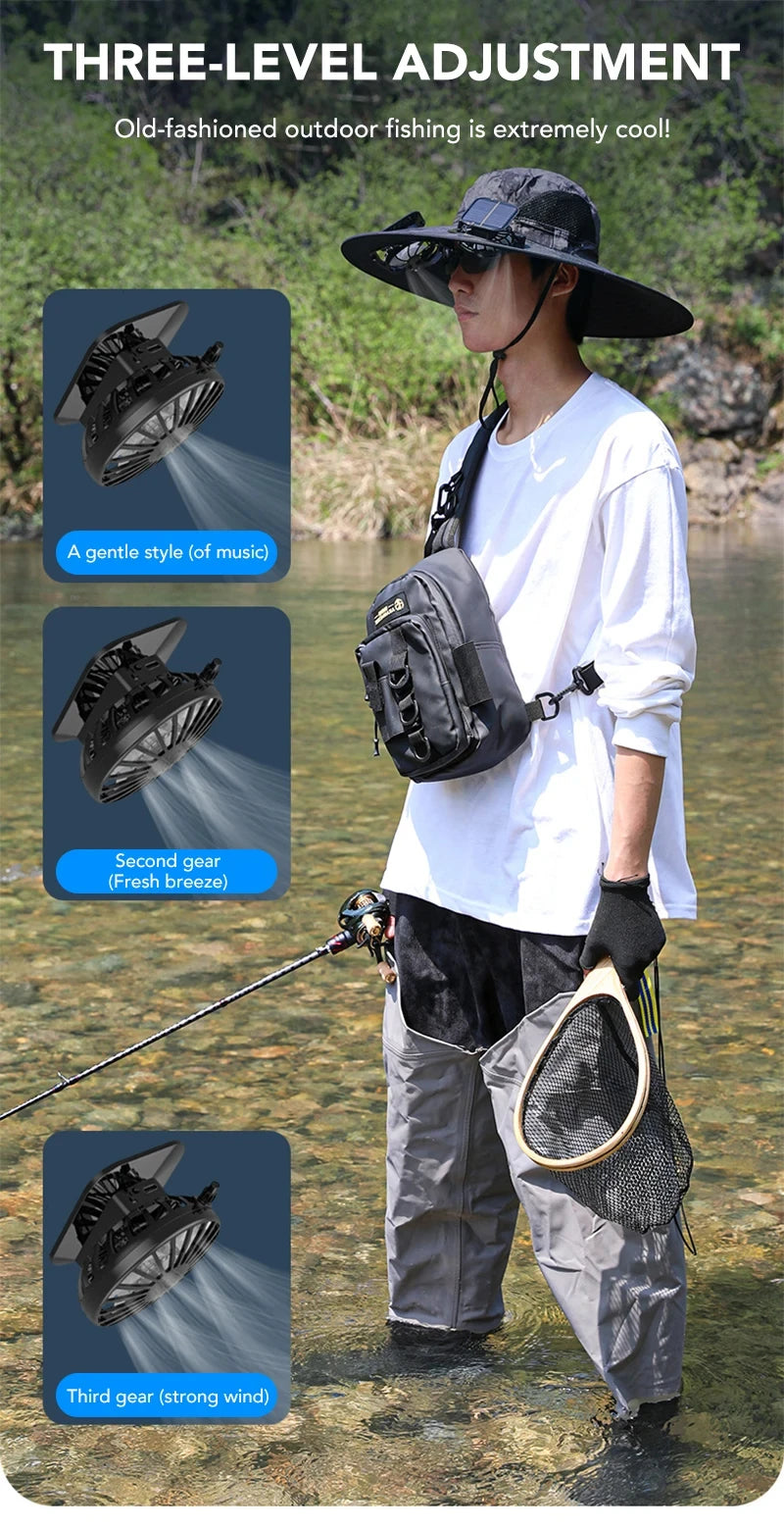 Wide Brim Solar Dual Fan Hat Outdoor Camping Fishing Hat Anti-UV Fan Hat for Men Mountain Climbing Sun Protection Fisherman Hat