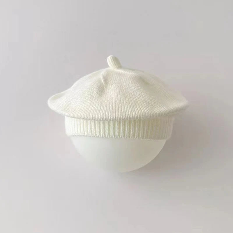 Fashion Cute Baby Knitted Beret Hat Solid Color Children's Warm Hats Autumn Winter Cap For Kids Outdoor Bonnet Accessories Gift