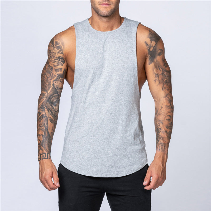 Men's Gym Clothing Summer Fitness Cotton Tank Top Men Jogging Bodybuilding Sleeveless Shirt Breathable O-Neck Casual Muscle Vest