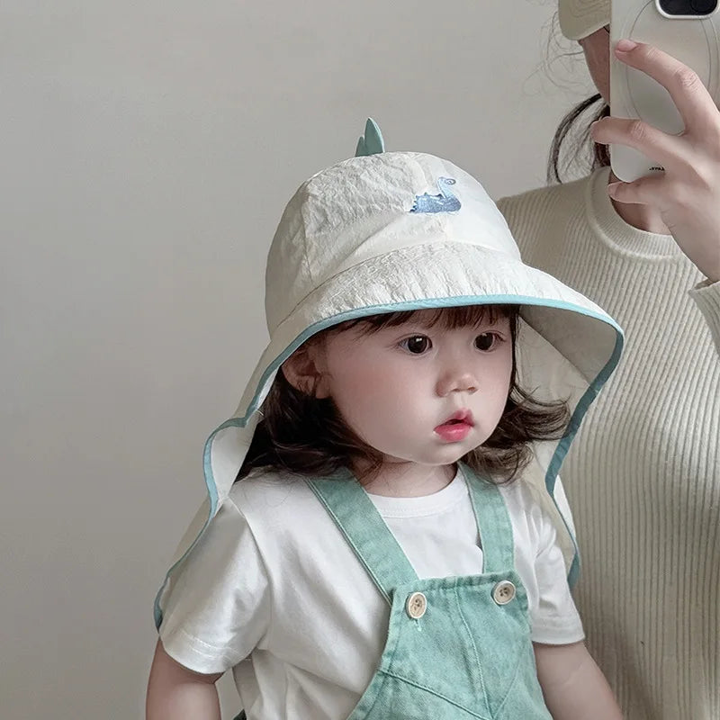 UV Block cap Baby’s summer hats beach accessories Boy Girls Sunshade Large brim Sunshade Shawl Breathable hat for sun protection